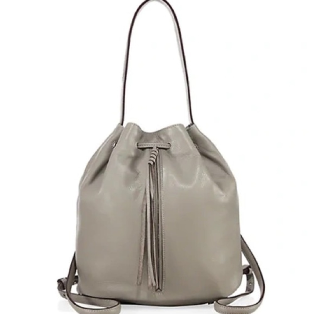 Elizabeth and James Finley sling leather bucket bag in dove grey